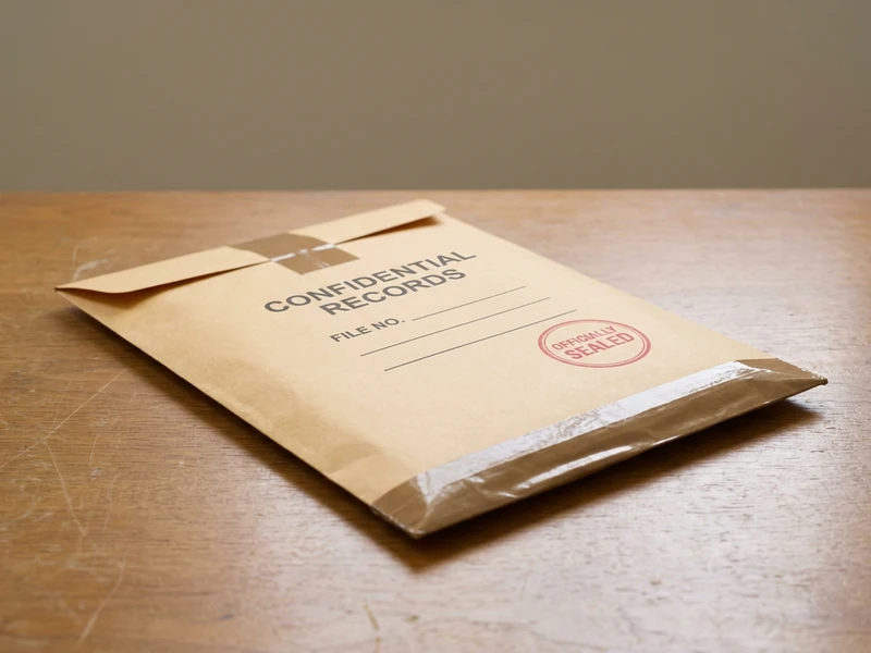 Single archive folder standing upright on a plain shelf