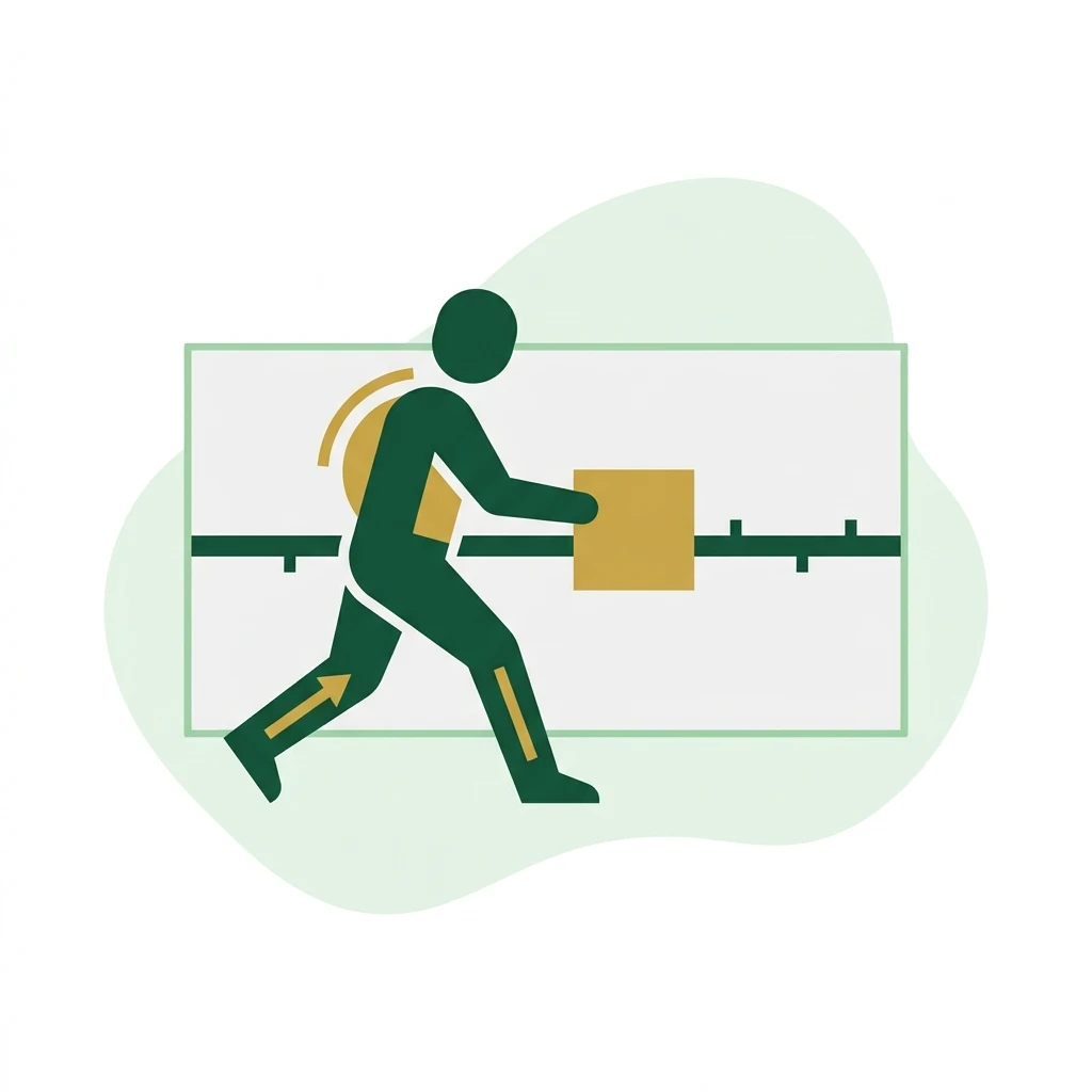 Flat vector icon of a figure moving a plain marker along a straight line