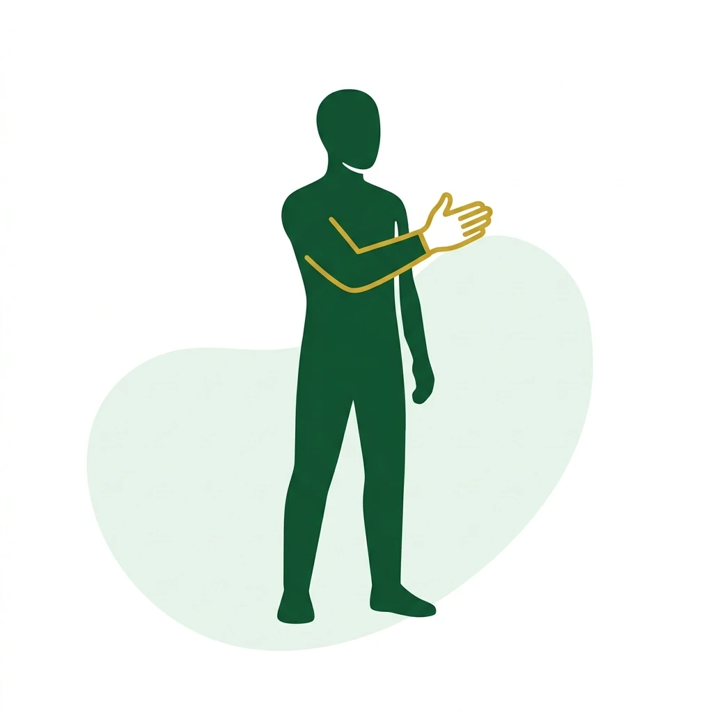 Flat vector icon of a figure gesturing with one open hand
