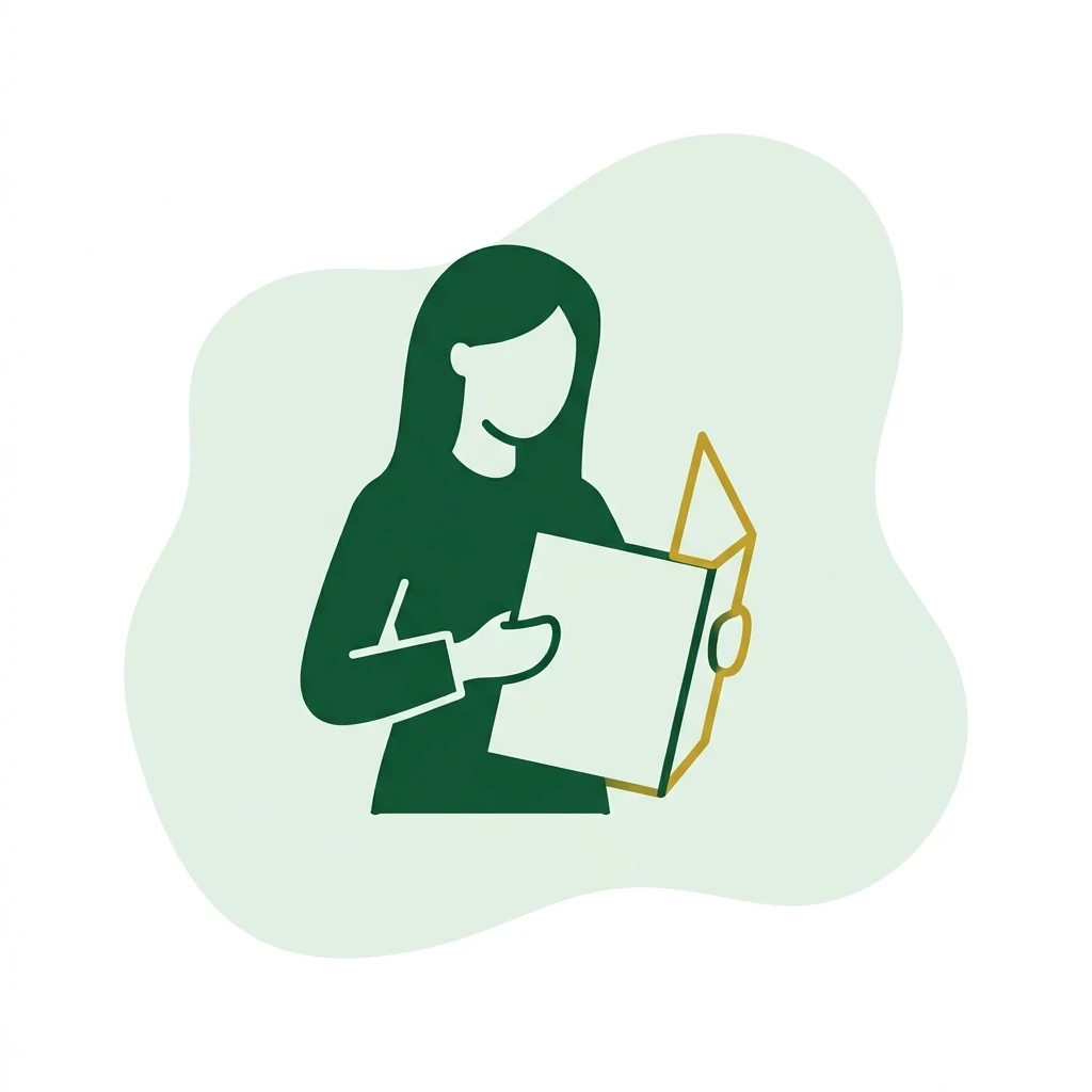 Flat vector icon of a figure reading a plain open document
