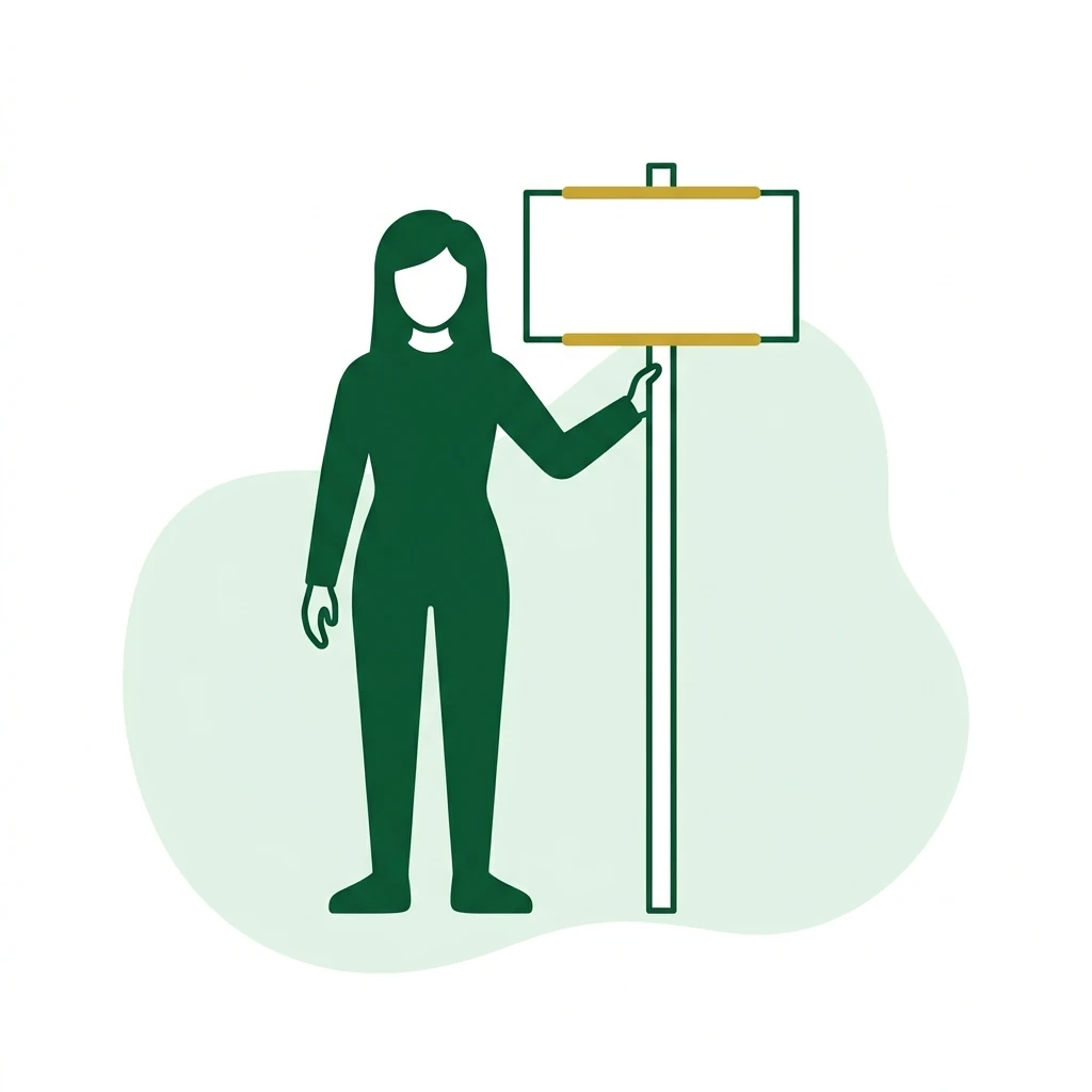 Flat vector icon of a figure beside a plain three-tier block diagram
