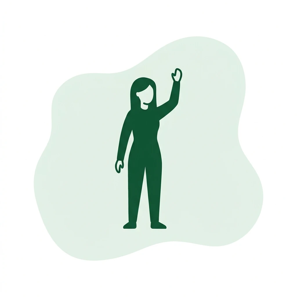 Flat vector icon of a person raising a hand