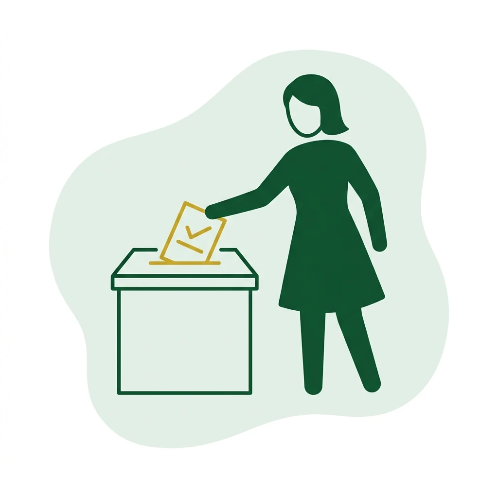 Abstract figure placing a marked paper into a ballot box