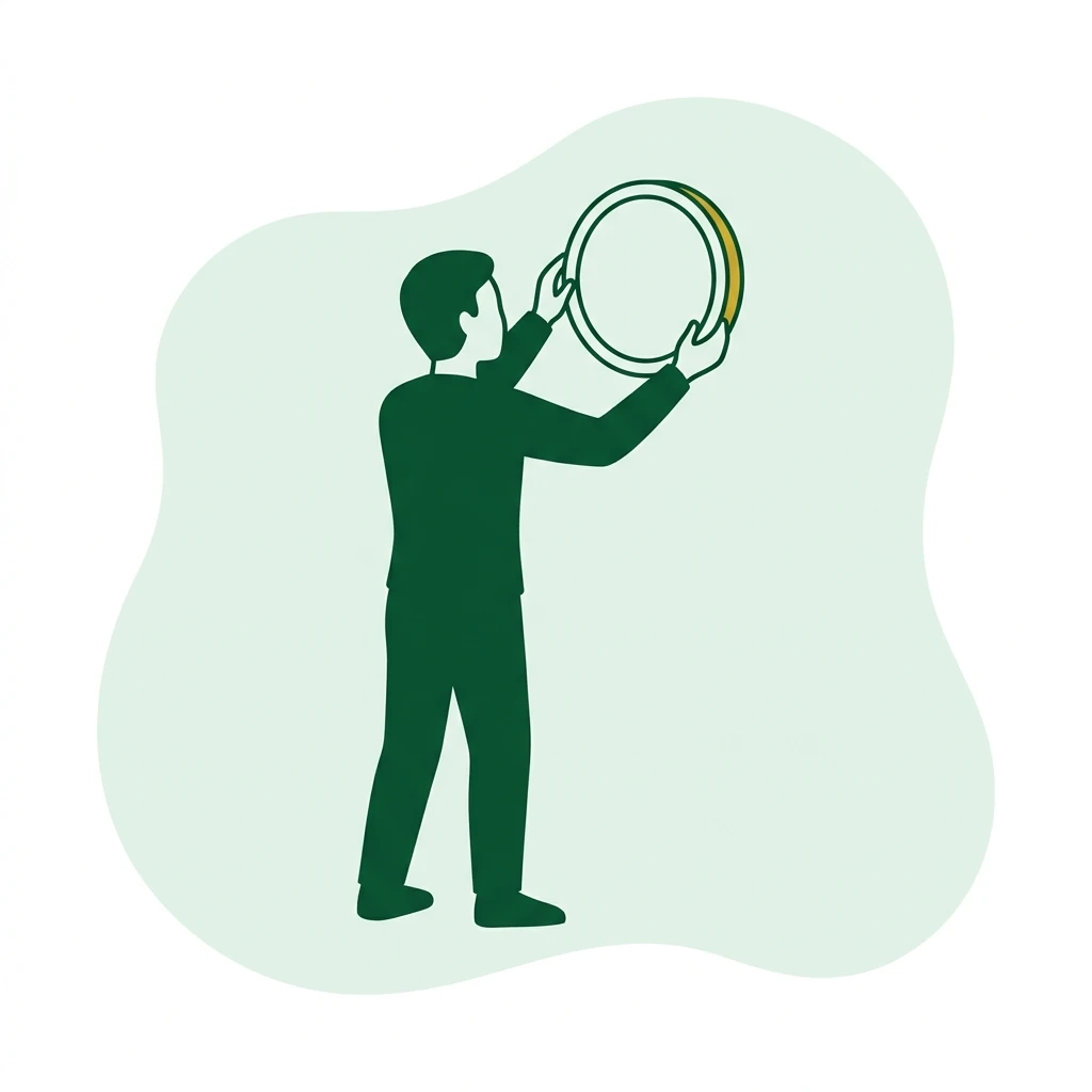 Flat vector icon of a figure adjusting a plain circular wall clock with both hands