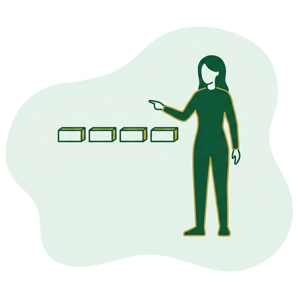Flat vector icon of a figure arranging three plain small blocks into a triangle