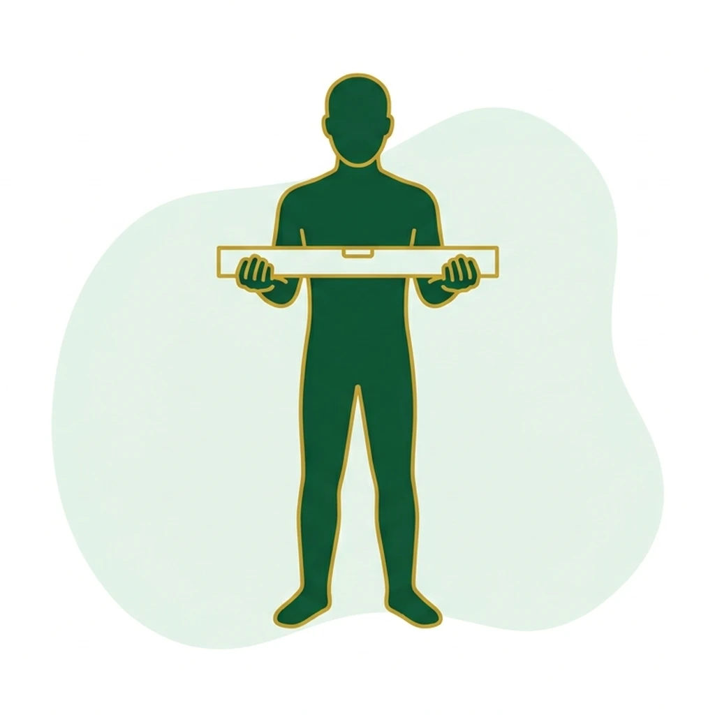 Flat vector icon of a figure holding a plain short rod horizontally
