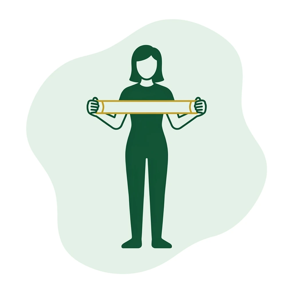 Flat vector icon of a figure holding a plain measuring tape between both hands